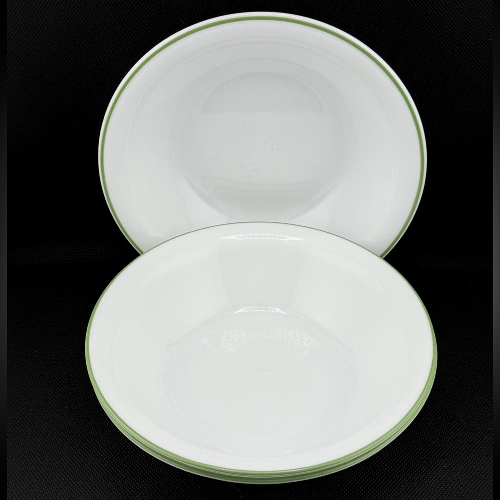 Vintage Corelle Wildflower Meadow White - Green Rim Bowls - set of 3